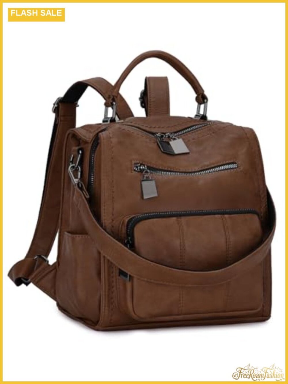 Women's vegan leather 3-way carry convertible fashion backpack handbag